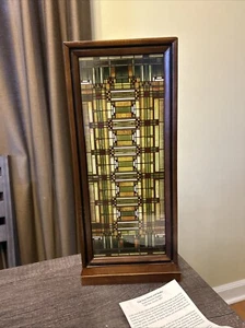 Vintage Frank Lloyd Wright Oak Park Skylight Stained Glass Wood Framed - Picture 1 of 21