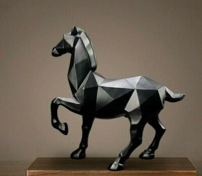 Estatua geométrica de resina de caballo de 10,24" escultura estatuilla decoración de mesa Foto 1 de 4