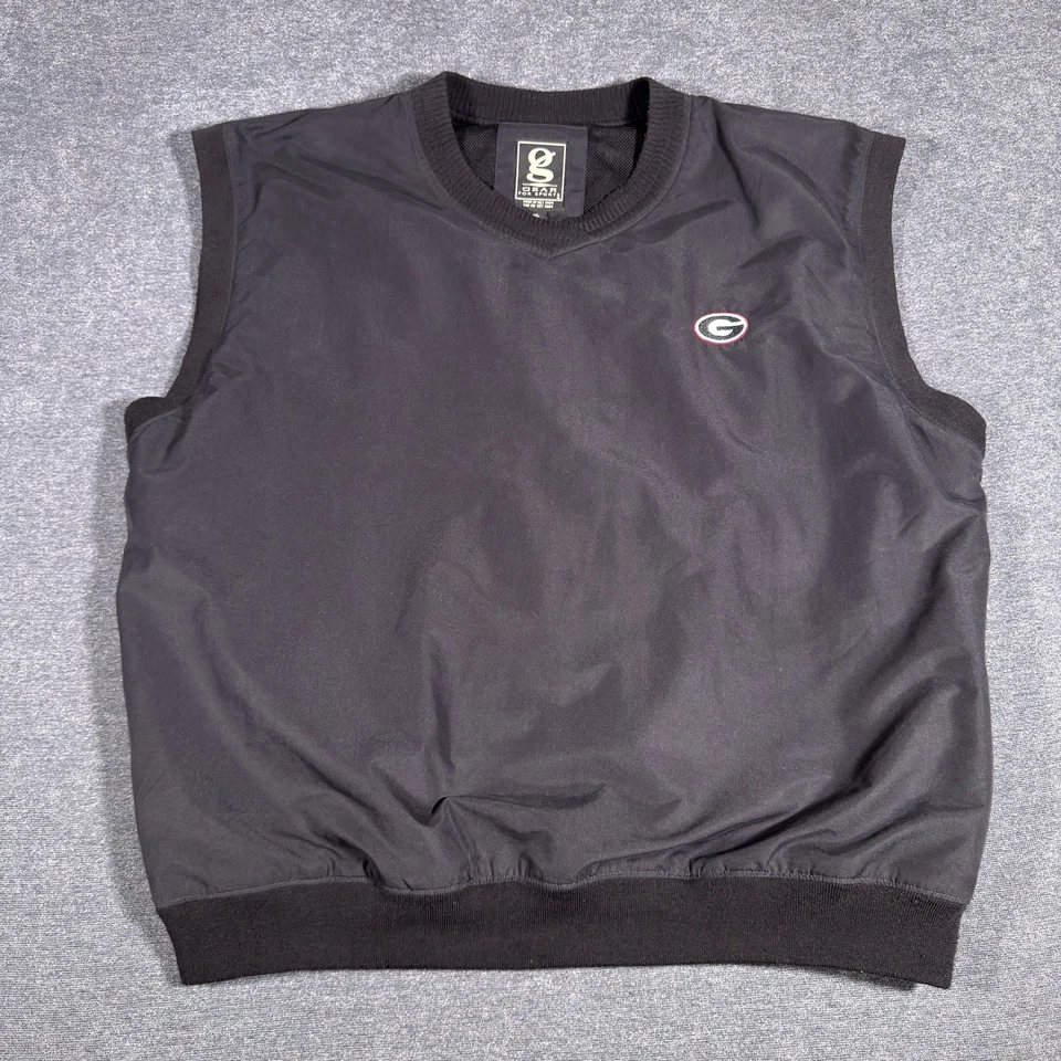 Vintage Georgia State Bulldogs Gear for Sport Men's Windbreaker Black Vest XL - Image 1 of 4