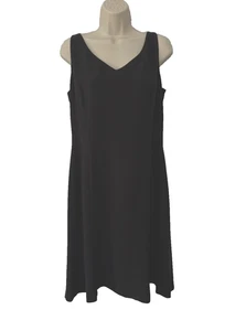 Black Fit And Flare Cocktail Dress Sleeveless V Neck Sz M(?) - Picture 1 of 9