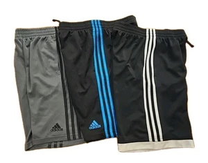 Lot x3 ADIDAS Shorts L (14/16) Youth Boys Athletic Black Blue Gray 3 Stripe READ - Picture 1 of 12