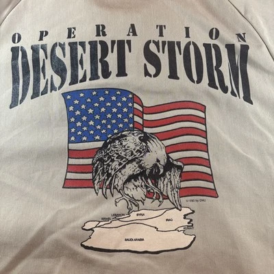 1990 年沙漠风暴行动美国国旗鹰灯夹克 XL — 第 1/4 张图片