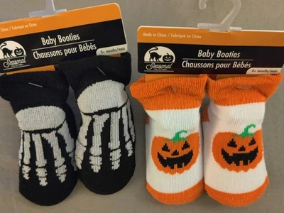 2 Botines Bebé Colección Temporada Halloween Esqueleto y Calabaza  Foto 1 de 4