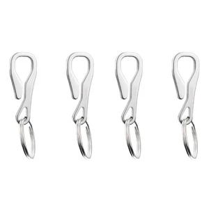 4 Pcs Stainless Steel Spring Buckle Metal Keychain Carabiner Clip Hook - Foto 1 di 12