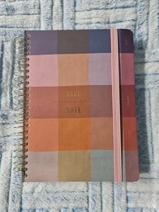 Fringe 3 Three Subject Notebook NEW 9"×7"×.75" Plaid Rose Mauve ' Take Note '  - Picture 1 of 9