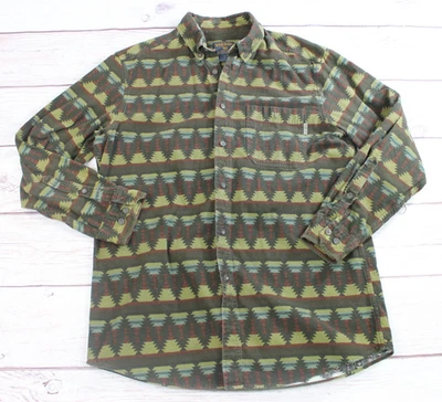 Woolrich Shirt Mens L Green Aztec Deep Hunter Southwest Blanket Button Up Cotton - Image 1 of 4