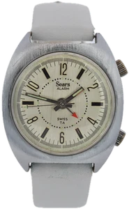 Vintage Sears 16208 Alarm Men's Mechanical Wristwatch Swiss Steel & Chrome - Picture 1 of 4