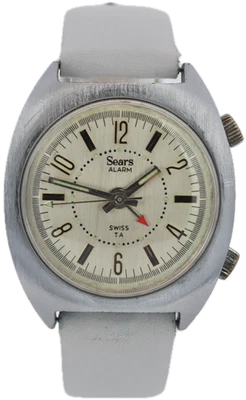 Reloj pulsera mecánico vintage Sears 16208 alarma para hombre acero suizo y cromo Foto 1 de 4