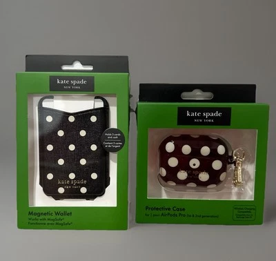 Carteira magnética Kate Spade X Target e estojo AirPod Pro bolinhas preto e branco RARO - Imagem 1 de 4