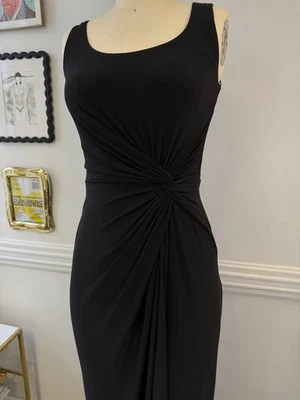 Vestido de fiesta formal elástico cuello redondo asimétrico nudo lateral Lauren Ralph Lauren Foto 1 de 4