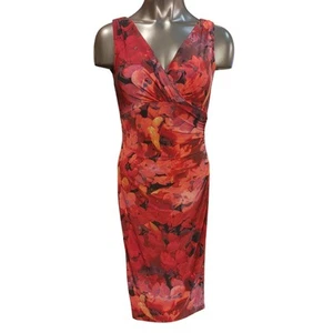 Ralph Lauren Women's 2 Red Floral Sleeveless Bodycon Dress - Picture 1 of 4
