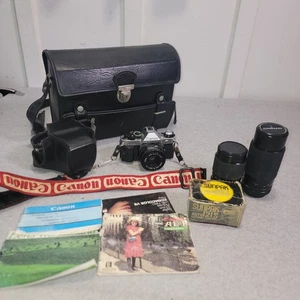 Canon AE-1 Program 35mm  JAPAN 3 Lenses, Case, Strap, Manual Bundle Vintage  - Picture 1 of 15