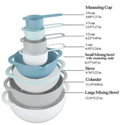  Cuencos mezcladores de plástico, juego de 8 cuencos de cocina para remolque de viaje RV  Foto 1 de 4