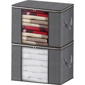 Storage Bags 90L Large Clothes 2 Pack Foldable Organizers Containers for Blanket - Picture 1 of 7