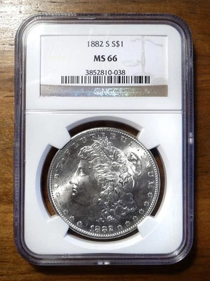1882-S MS66 Morgan Silver Dollar NGC Graded MS66 Gleaming White! - Image 1 of 3
