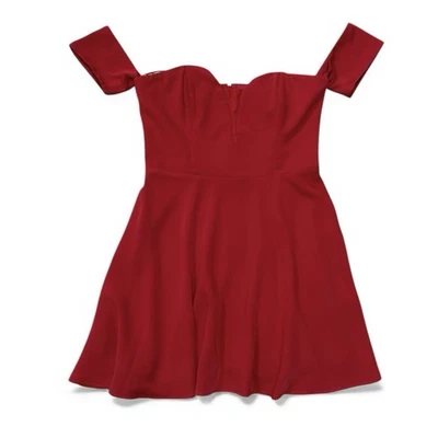 Mini Vestido Rojo Hombro Descubierto Sweetheart Patinador Nuevo con Etiquetas L Vacaciones Cóctel Fiesta Foto 1 de 4