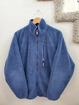 Men's Patagonia Deep Pile Fleece Jacket Navy USA Made - L - Image 1 of 4