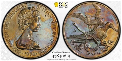 Islas Vírgenes Británicas 1976 plata MS 65 escudo de oro por PCGS Foto 1 de 4