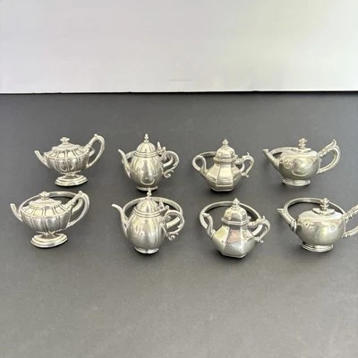 (Juego de 8) Anillos de servilleta con forma de tetera de peltre para fiesta de té Foto 1 de 4