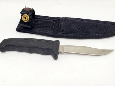 BUCK 602 Hunters Fixed Blade Knife Made In USA W/SHEATH RUBBER Handle - Image 1 of 4