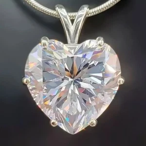 11 Ct Heart Cut White Diamond Pendant In 14k White Gold – Romantic Gift Idea - Picture 1 of 4