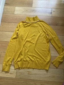 KAREN MILLEN MUSTARD CASHMERE BLEND STUD ROLL NECK JUMPER /M /GREAT CONDITION - Picture 1 of 2