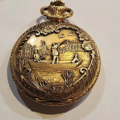 Reloj Bolsillo Vintage Caravelle 17 Joyas Hecho en Suiza Caza Patos FUNCIONANDO  Foto 1 de 4