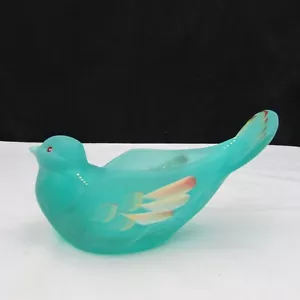 Fenton Robin's Egg Blue Satin Hand Painted Open Bird Special Order 2011 W246 - Picture 1 of 6
