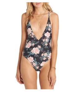 Billabong Let It Bloom One-Piece Swimsuit Black Size S 3526 - Picture 1 of 2
