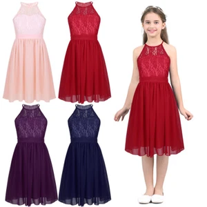 Kid Girls Lace Chiffon Flower Girl Dress Princess Pageant Wedding Party Dress - Picture 1 of 28