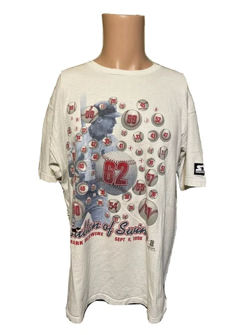 DISTRESSED Vintage 1998 STARTER Mark McGwire St. Louie Cardinals Shirt Sz Large Cover