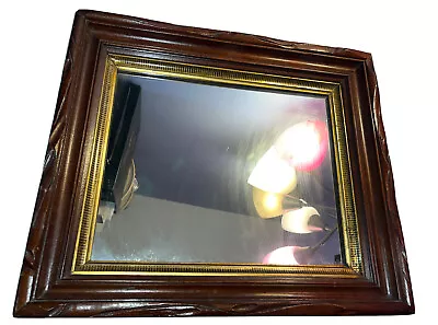 ANTIQUE FOLK ART RUSTIC ADIRONDACK TWIG CARVED Wood PICTURE MIRROR FRAME Gold - Image 1 of 4
