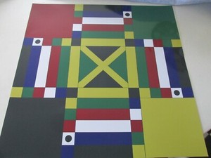 Large Ludo / Ludi board mat laminated & rules but NO COUNTERS 50cms sq 