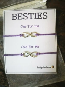 BESTE FREUNDIN INFINITY ARMBAND GESCHENKSET 2 BFF GESTEMPELT BESTIE GESCHENKKARTE  - Bild 1 von 2