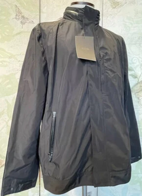 NUEVO CON ETIQUETAS TASSO ELBA Abrigo de Lluvia/Rompevientos Negro Para Hombre Grande Imitación Cuero Acentos Foto 1 de 4