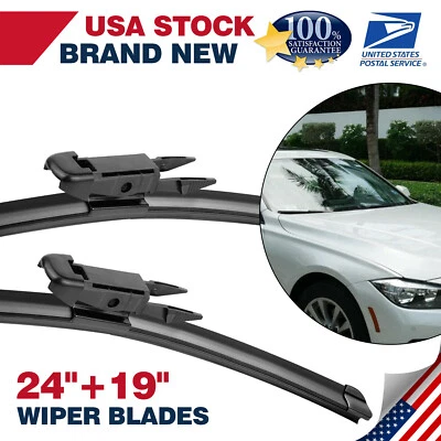 Set of 24"&19" Bracketless Windshield Wiper Blades For BMW 320i xDrive 2013-2018 — 第 1/4 张图片