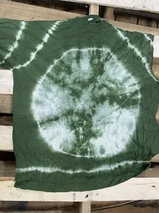Women Tie Die Green White T-Shirt Short Sleeves XL summer Round Neck - Picture 1 of 3