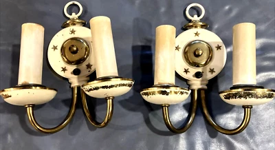 2 apliques de pared fundidos náuticos federales vintage M. Bridges lámpara con giratorio Foto 1 de 4