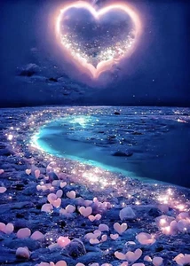 5D Diamond Painting Kits for Adults, Love Heart Beach Diamond Art Kits for Adult - Picture 1 of 7