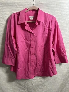 Lady Hathaway 3/4 Sleeve Pink Button Down Blouse Size XL - Picture 1 of 5