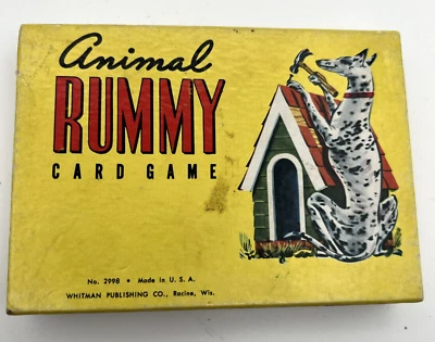 Juego de Cartas Whitman Animal Rummy De Colección SOLO EN CAJA para exhibición, sin cartas 5"x4" Foto 1 de 4