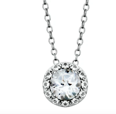 Collar colgante Samuel B Behnam topacio blanco halo plata de ley 64774P Foto 1 de 4