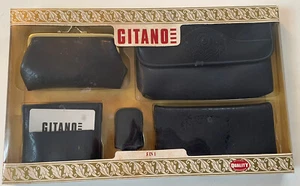 Vintage GITANO schwarze Geldbörse Clutch Schlüsselanhänger Kleingeldbörse Scheckbuch 5 in 1 neu im Karton - Bild 1 von 8