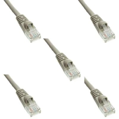 Pack of 5 Cables Snagless 150 Foot Cat5e Gray Ethernet Network Patch Cable - Image 1 of 4