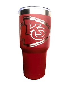 30oz Custom Hand Etched Kansas City Chiefs Stainless Steel Insulated Tumbler - Picture 1 of 4