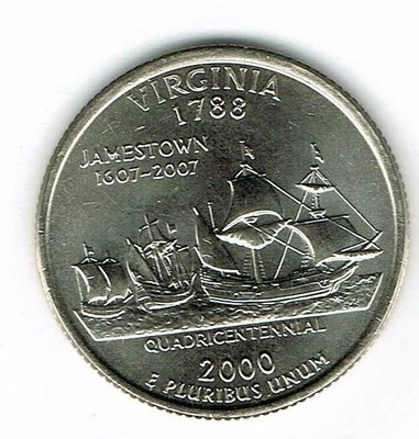2000-D Denver Brilliant Uncirculated Virginia 10TH State Quarter Coin! - Image 1 of 2