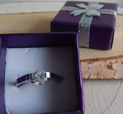 DAMENRING "Schwebender DIAMANT" VorsteckRing**Verlobung* *Zirkonia*Gr. 17 bis 20 - Bild 1 von 4