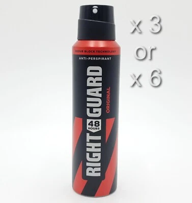 RIGHT GUARD ORIGINAL ANTI-PERSPIRANT DEODORANT 150ML 3 OR 6 PACK