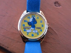 Smurf Wrist Watch New/Unused from Bradley Time Wind Up Watch 1980s - Picture 1 of 3
