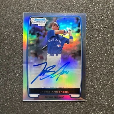 2012 Bowman Chrome JACOB ANDERSON #BCP83 Rookie Refractor AUTO 306/500 MLB CARD - Image 1 of 4